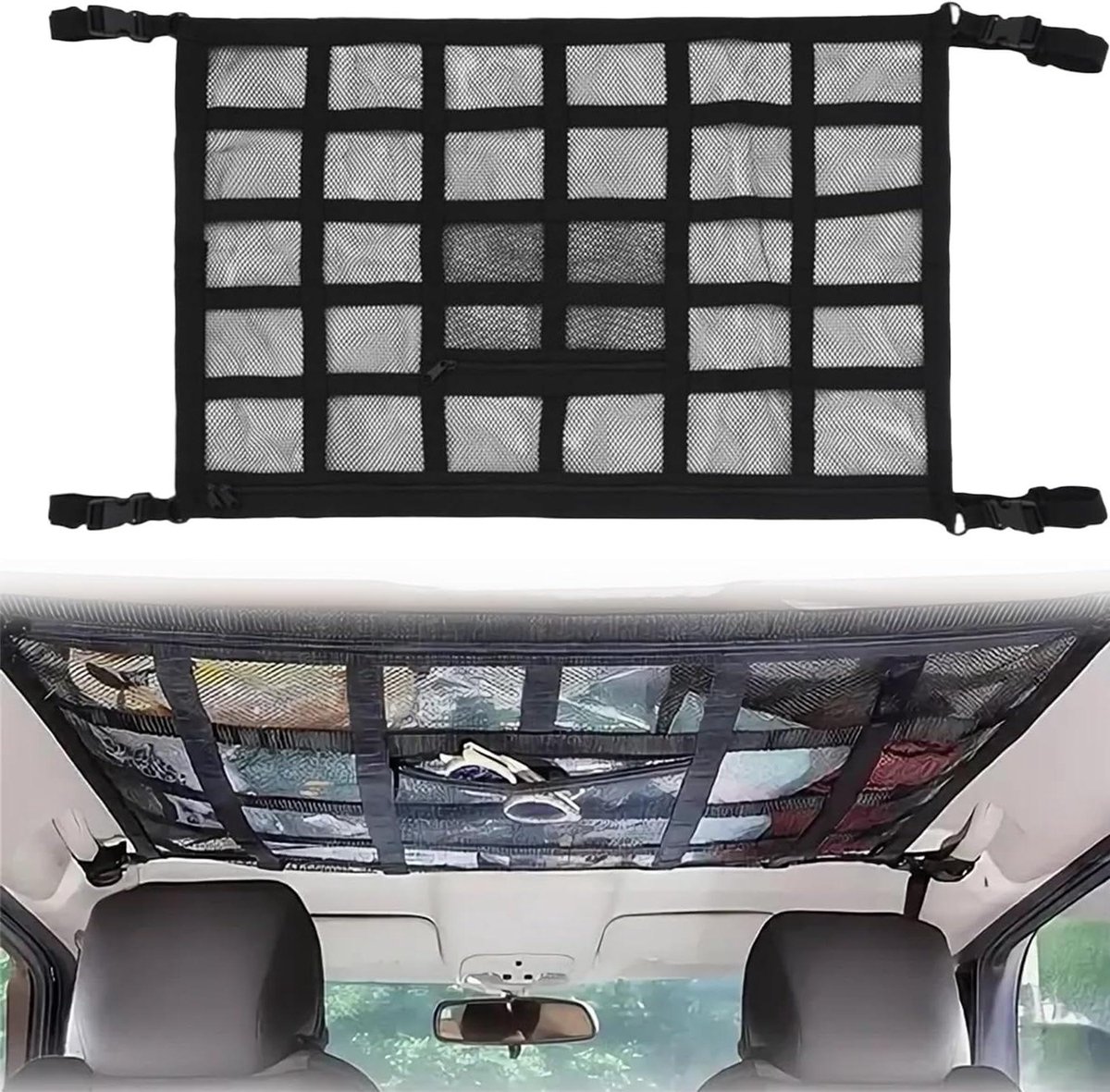 Dubbele Autodak Opslag Net - Autonet voor Bagage opslag - 90 x 65 cm