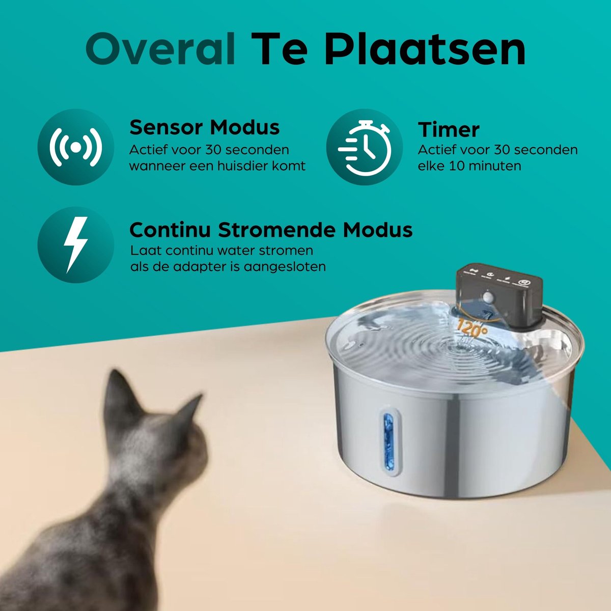 Filo RVS Drinkfontein Kat Draadloos met Sensor thumbnail 5