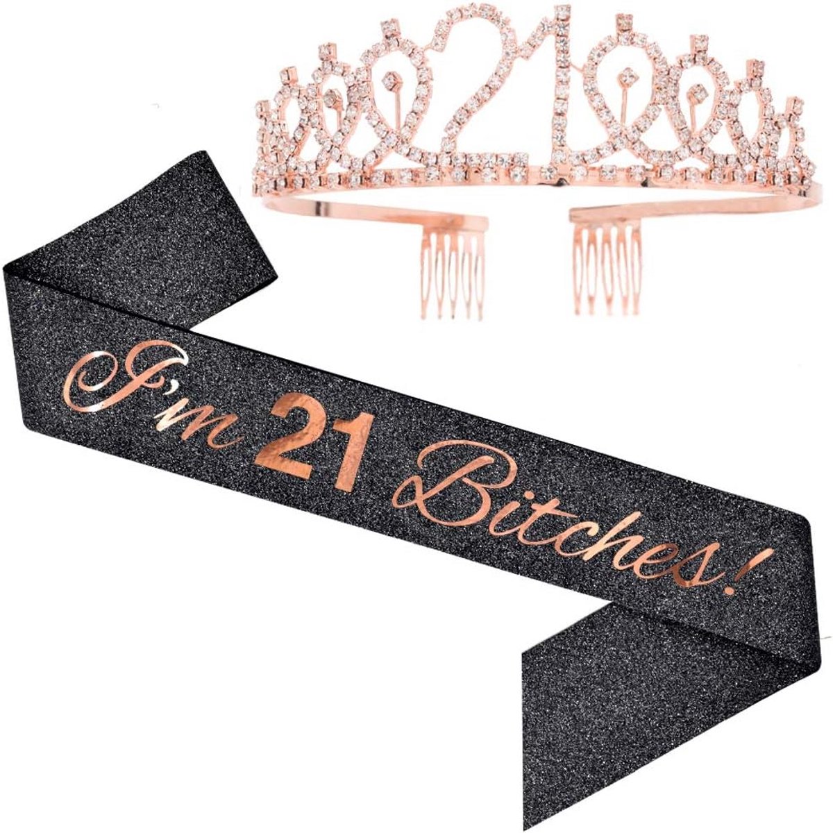Sjerp en Tiara Set voor 21e Verjaardag Vrouwen - Glitter Versiering Feestaccessoire