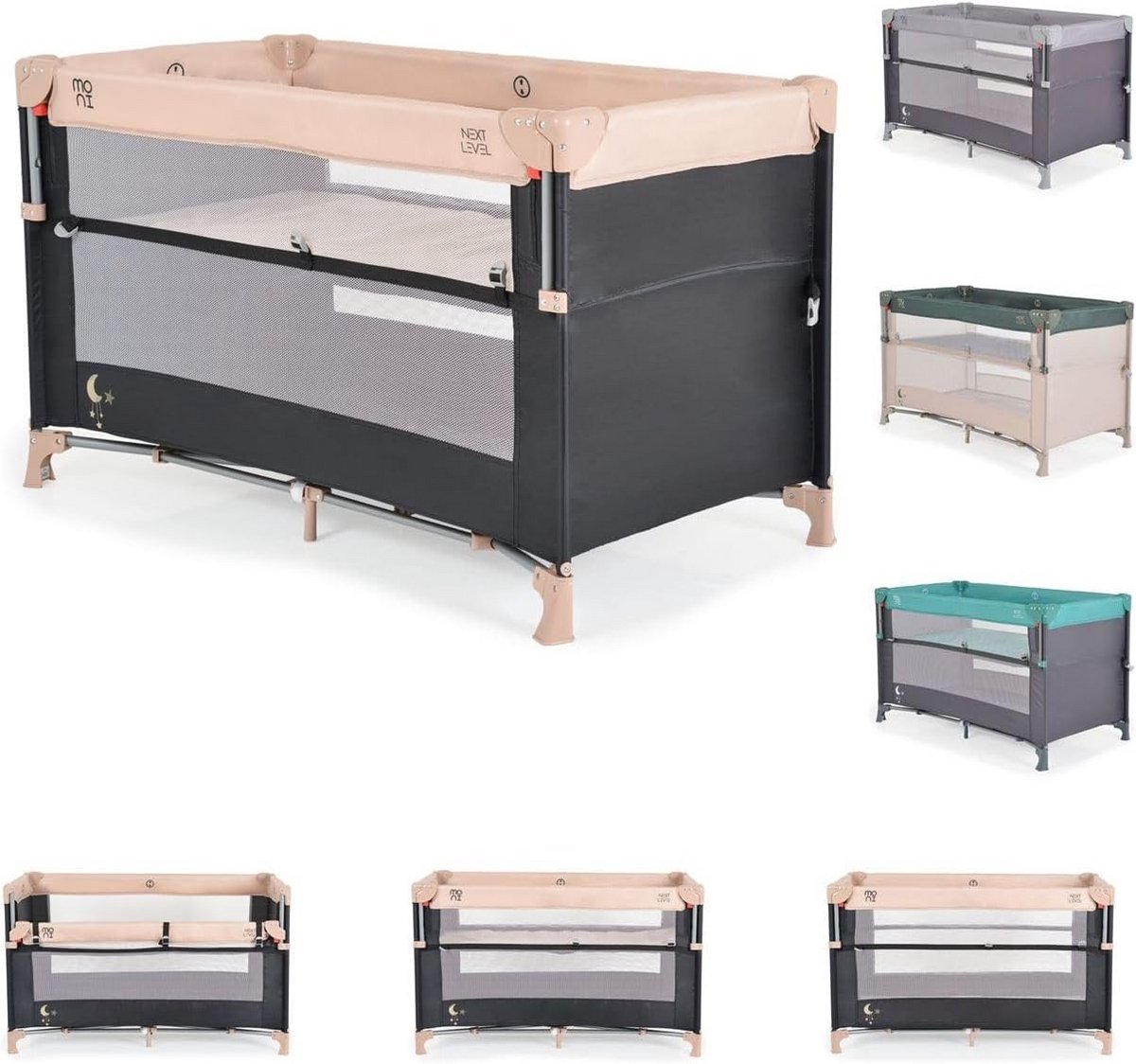 Reisbed Met 2 Niveaus en Uitschuifbare Zijde Incl. Matras Beige