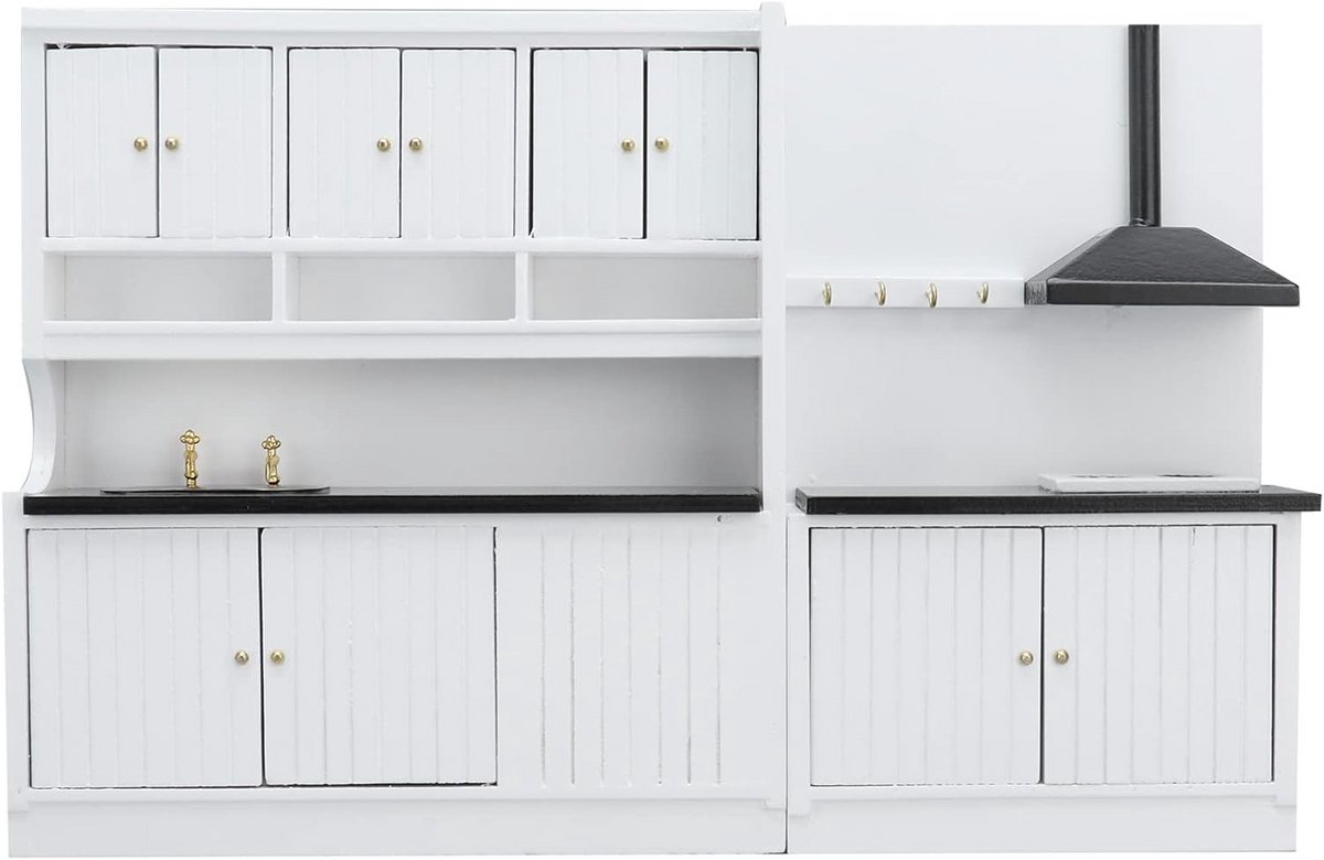 Poppenhuis Keuken Set Schaal 1:12 Houten Meubels en Accessoires