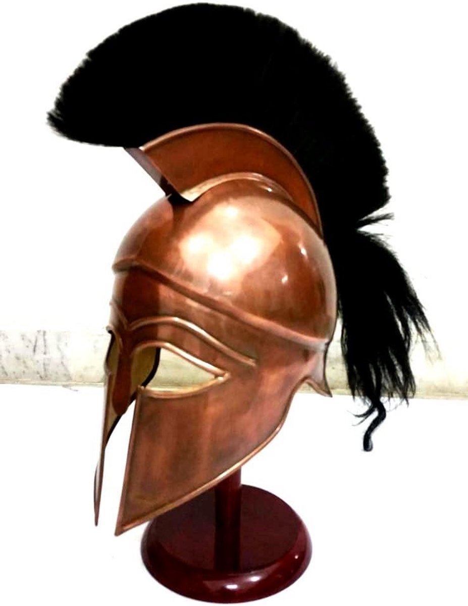 Griekse Korinthische Helm Replica met Zwarte Pluim - Middeleeuws Pantser Stuk