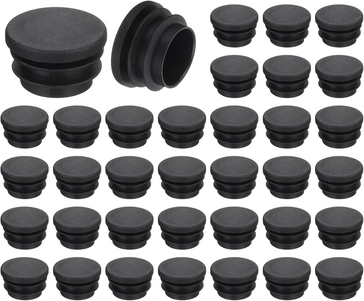 36 Stuks Ronde Kunststof Doppen Zwart - Eindkappen voor Buis Ø 25mm - Voor Meubelpoten en Glijbescherming