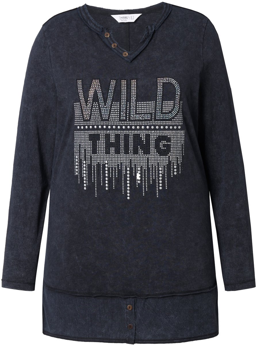 Angel of Style - Dames - T-shirt comfort fit Wild Thing print lange mouwen - Antraciet - Maat 44