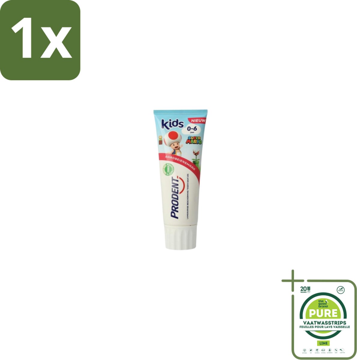 1 x Prodent Tandpasta Super Mario 0-6 jaar 75 ml - Kinder Tandpasta - Melktanden - Gaatjes Voorkomen - Kinder Mondhygiëne - Super Mario