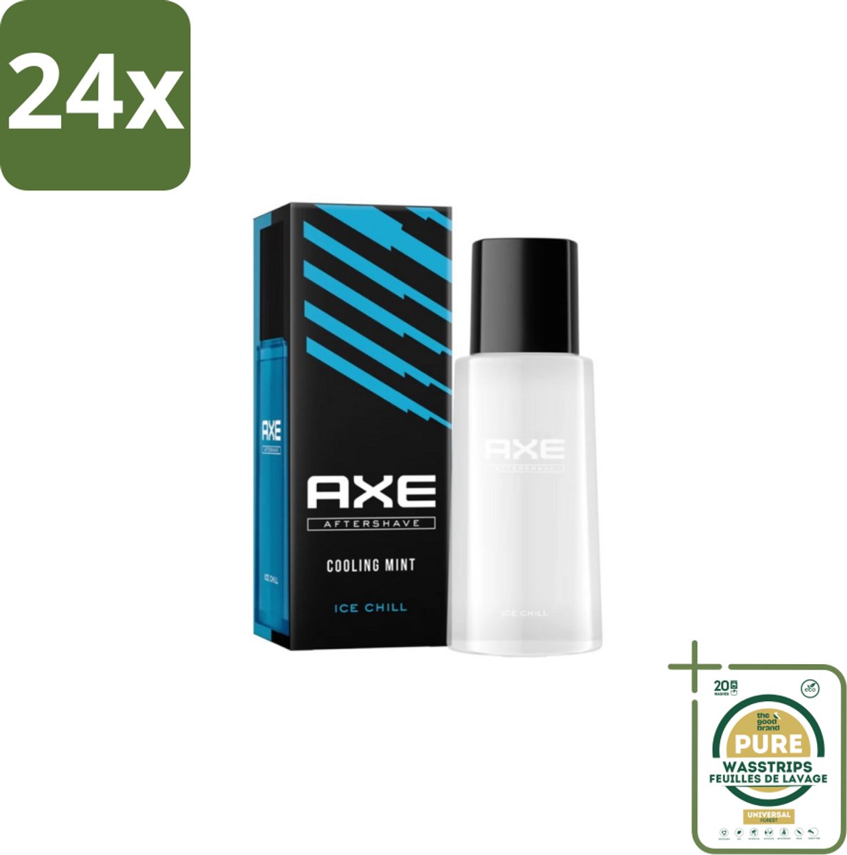 Axe – Aftershave – Ice Chill – Cooling Mint – 100 ml - Voordeelverpakking - 24 stuks - Huidverzorging - Scheren