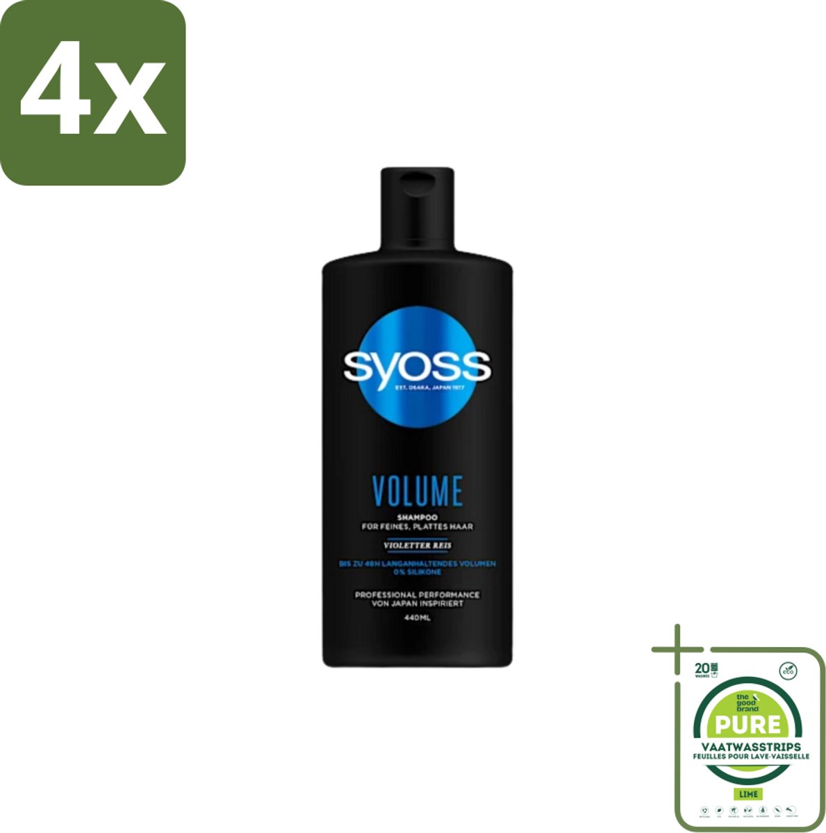 Syoss – Shampoo – Volume – 440 ml - Voordeelverpakking - 4 stuks - Volume shampoo - Fijn haar