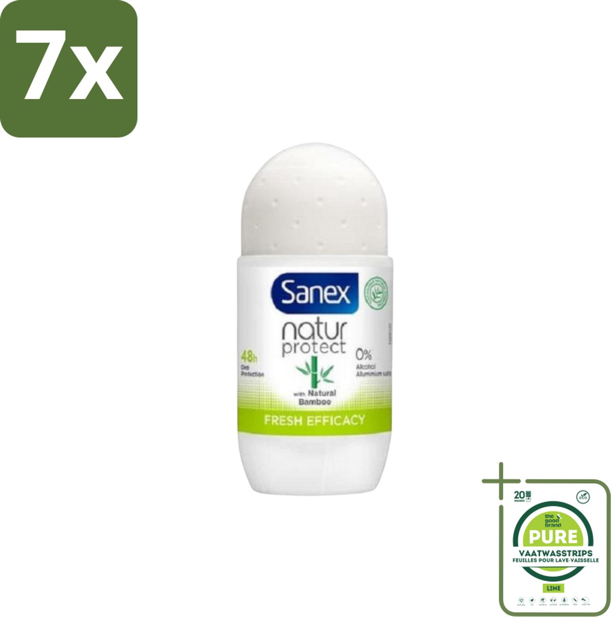 7 x Sanex – Deo Roll-on – Bamboo Fresh Efficacy – 50 ml - Grootverpakking - Deodorant Roll-on - Bamboe Geur - Natuurlijke Frisheid - Huidcomfort - Geurcontrole