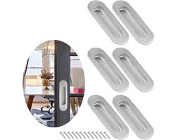 KARZO - Roestvrij Staal Schuifdeur Handvat 6 Stuks Verborgen Ovaal Multifunctioneel Schroef Laden Kasten Kledingkasten Kaptafels 120 * 40mm