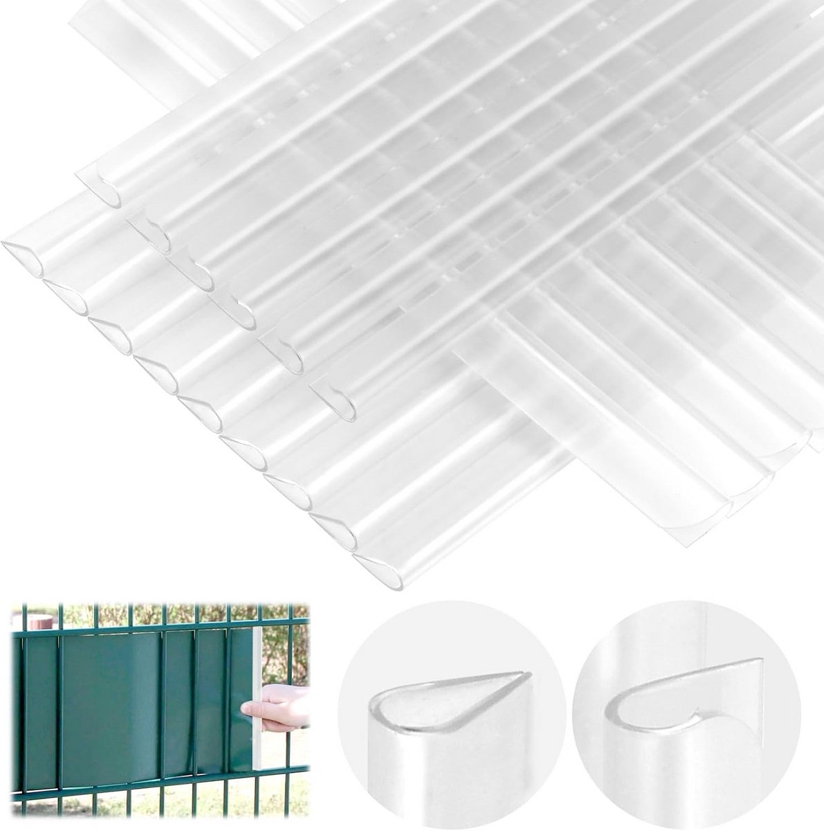 70x Bevestigingsclips voor Zichtwerende Strips - PVC Klemrails voor Dubbelstaafmathek en T