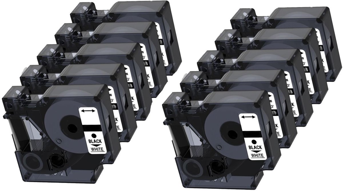 10x ABC huismerk label cassette geschikt voor Dymo D1 45803 S0720830 wit 19mm x 7m geschikt voor Labelmanager 100 120P 150 160 200 210D+ 260P 280 300 350 350D 360D 400 420P 450 500TS
