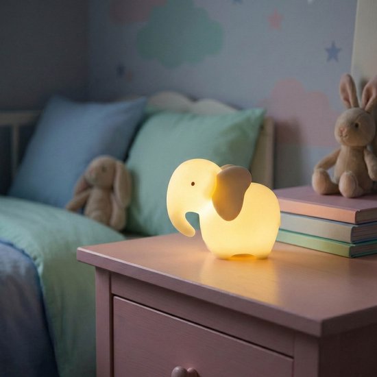 Mary's Siliconen nachtlampje olifant, lampje met afstandsbediening voor de kinderkamer, USB warm RGB-licht van Mary's — afbeelding 4