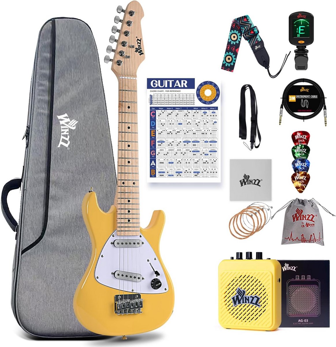 Elektrische Gitaar Set voor Kinderen - 30 Inch Beginnersgitaar Inclusief Accessoires