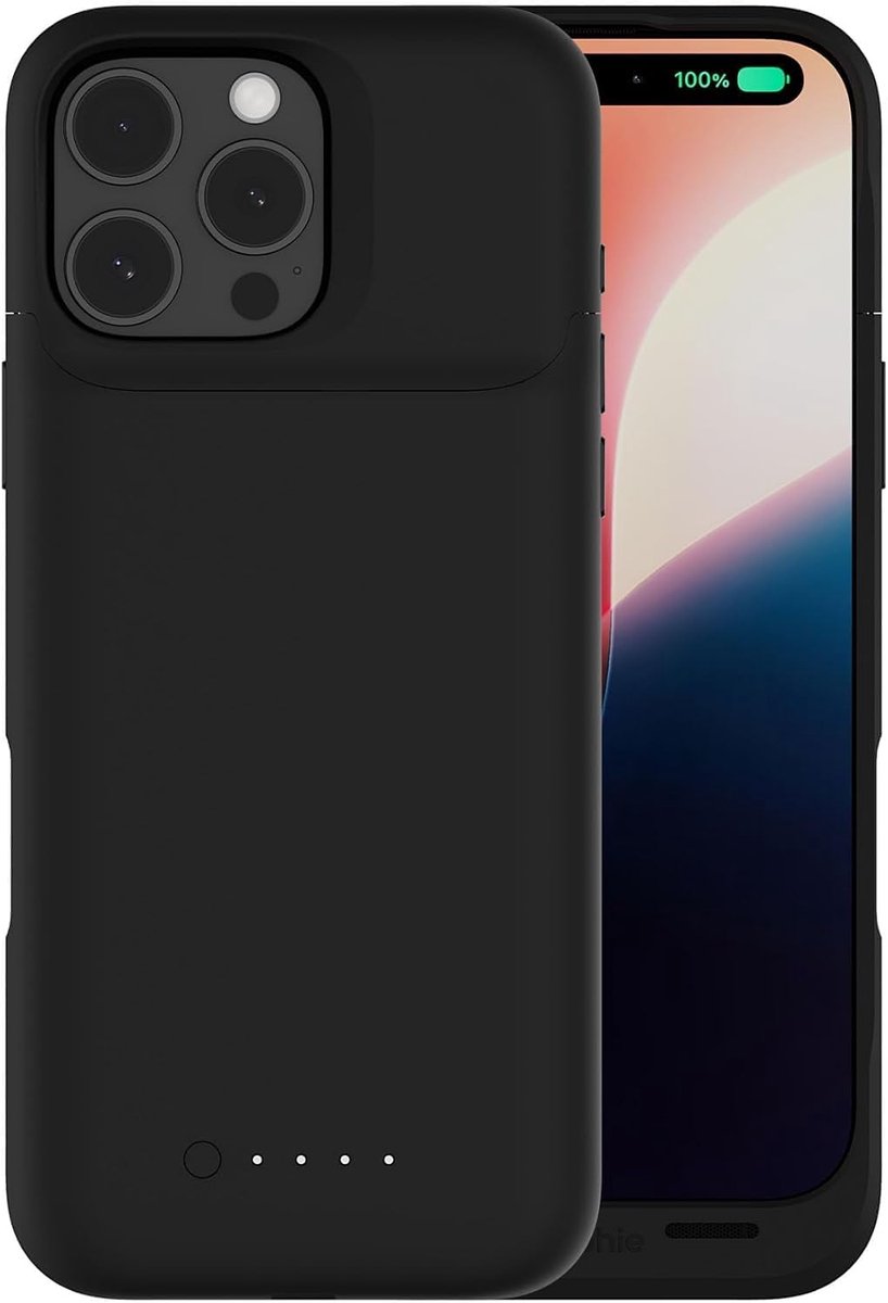 Batterijhoes voor iPhone 16 Pro Max | 3600 mAh Power Case met Ingebouwde Accu | Oplaadbare Telefoon Hoes | Extra Batterij en Bescherming | Zwart