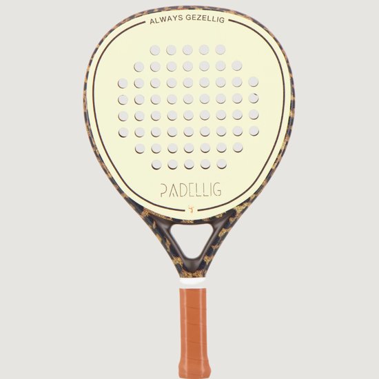Padelracket Padellig PANTER - 12K full carbon padelracket - teardrop/druppelvormig racket - gemiddeld, gevorderd & experts - sandblasted - inclusief design racket en kwaliteit draagtas