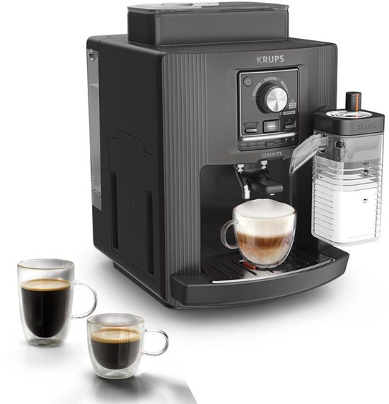 Krups Serenity Milk EA402H - Volautomatische Espressomachine - Milk Maestro Melksysteem - One Touch Cappuccino - Donkergrijs - Snel Opgewarmd - Compact