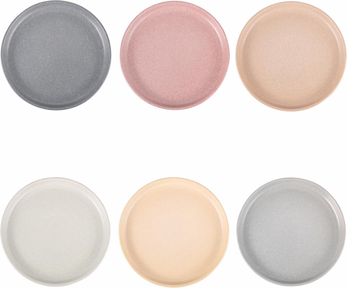 Set van 6 Dessertborden Aardewerk Mat Rustieke Kleuren