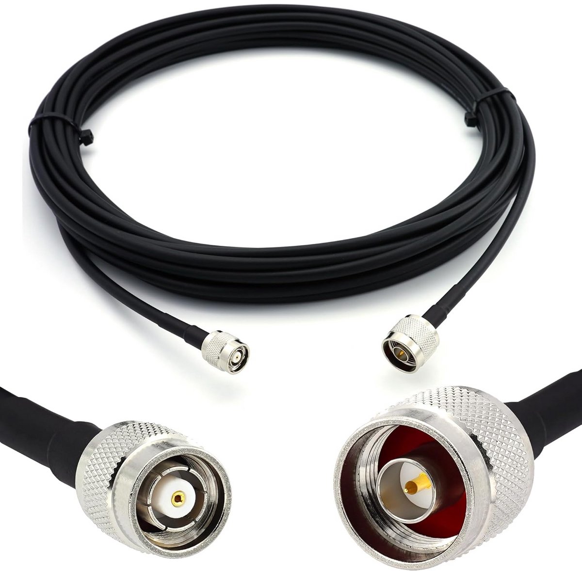 10 Meter Coaxiale Kabel: RP-TNC Male naar N Male Verlengsnoer 50 Ohm voor WiFi, 4G, 5G Antenneverbinding