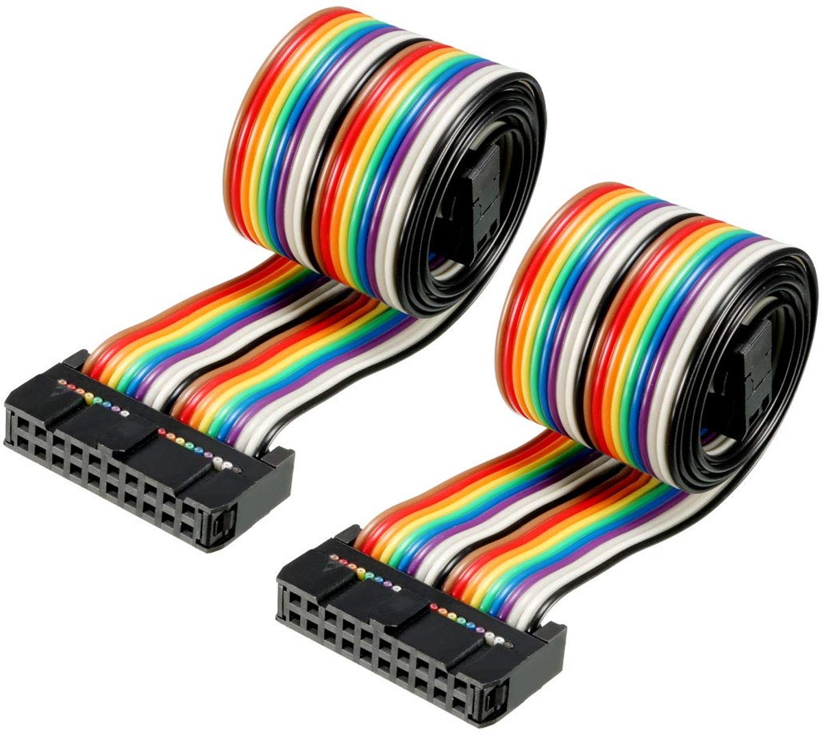 2 stuks IDC 20-pins zachte tv-draad, 48 cm, 2,54 mm