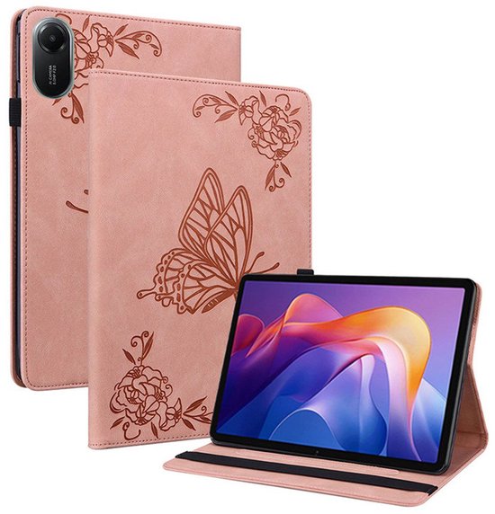 Étui pour tablette Xiaomi Redmi Pad 2 | Bibliothèque avec support | Housse de protection en similicuir | Triple pli | Rose