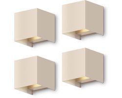 Calex Bari Wandlamp - Buiten & Binnen - Warm Wit up & down Licht - verstelbare Lichtstraal - Waterdicht - Zandkleur - 4-pack