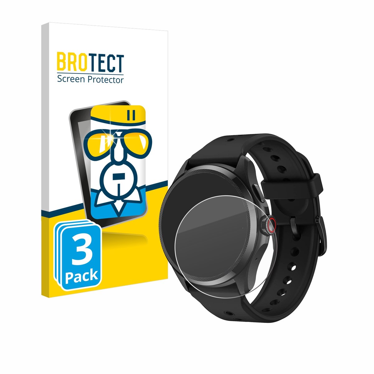 BROTECT - Glas Screenprotector voor Mobvoi TicWatch Pro 5 - Gehard Beschermglas 9H 3 Stuks