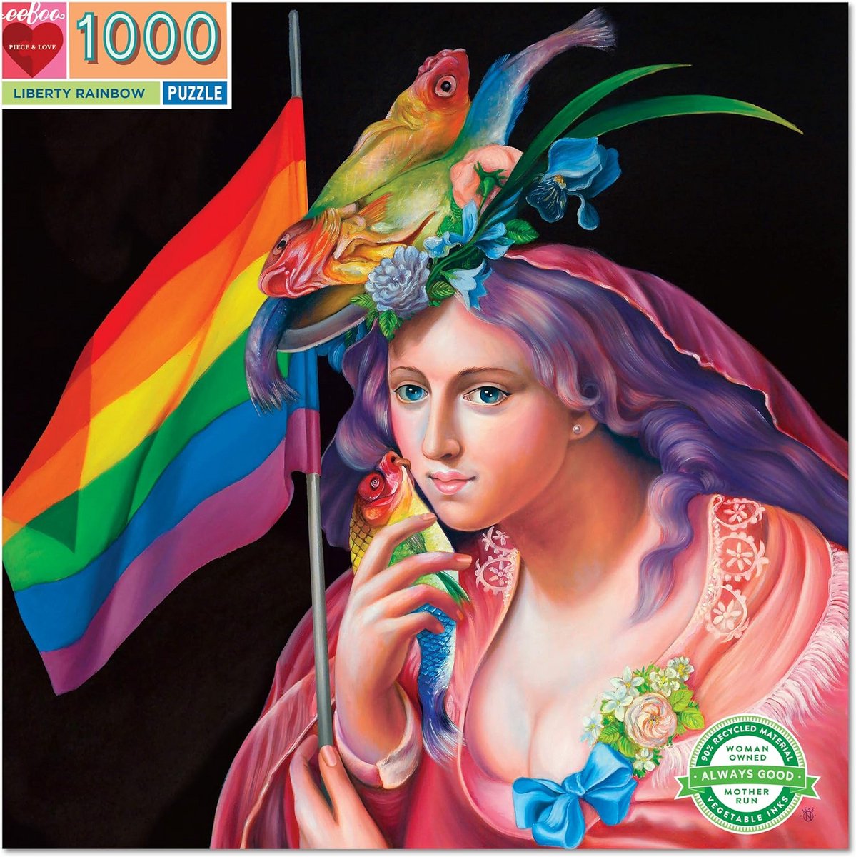 Puzzel 1000 Stukken Vierkant - Kleurrijke Regenboog Illustratie