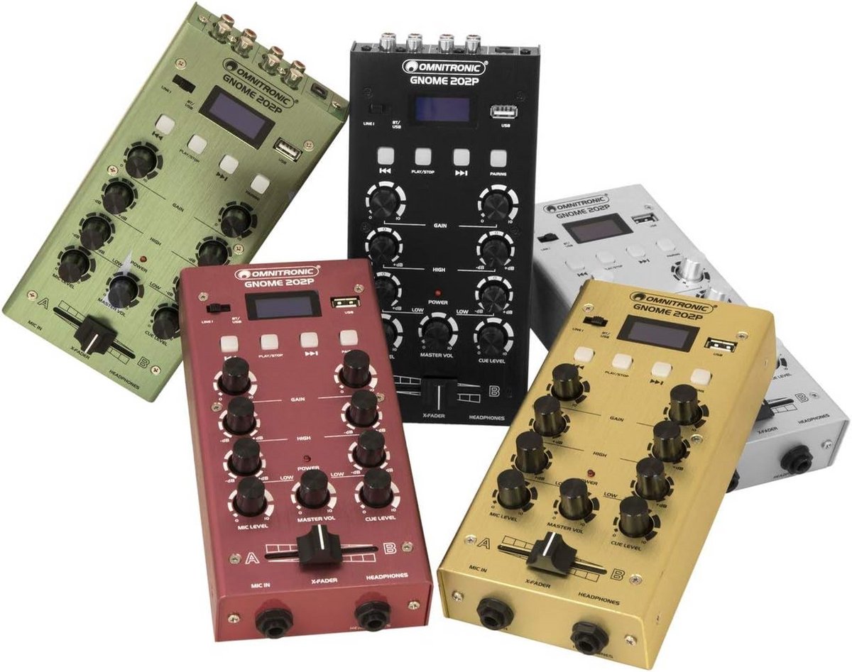 Compacte 2-Kanaals DJ Mixer met Bluetooth en MP3 Speler voor Thuisgebruik