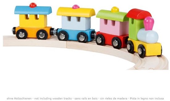 Train: TRAIN avec COUPLEUR MAGNÉTIQUE Turin L28cm, bois coloré, locomotive + 2 wagons, en boîte, 3+