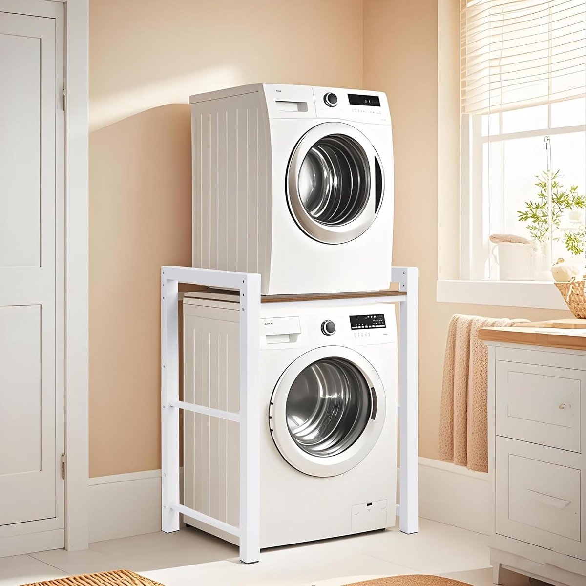 Verstelbare Opzetkast voor Wasmachine en Droger - Ruimtebesparende Opslagbalkon en Badkamer