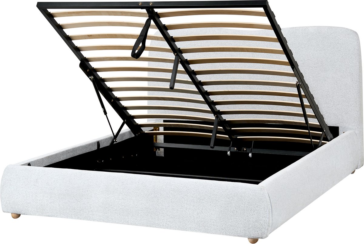 Beliani BLAGNAC - Tweepersoonsbed - Lichtgrijs - 140 x 200 cm - Polyester
