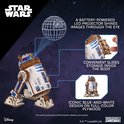 Houten R2-D2 modelbouwkit met LED-projector die beelden projecteert. Opslag voor dia's in de romp.