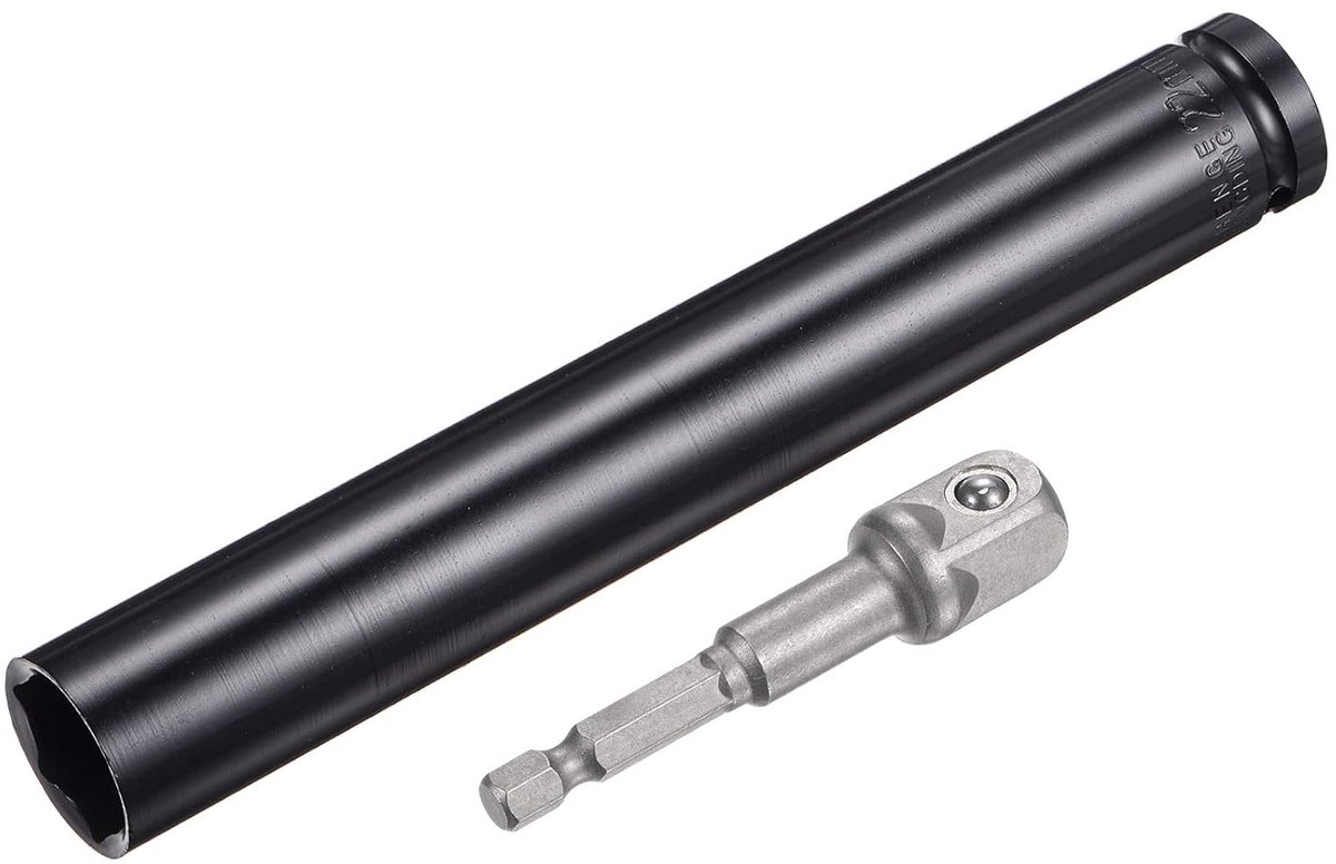 1/2 inch dopsleutel accessoireset 22 mm diepe 6-kant dopsleutel met 8 inch lengte en 1/4 inch zeskantschacht adapter