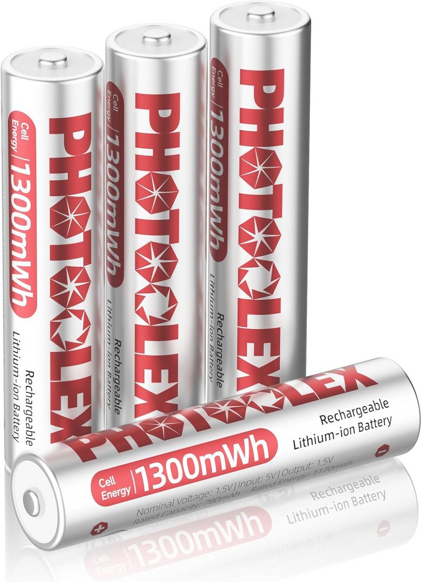 Oplaadbare AAA Batterijen 1300 mWh 1.5V Constante Spanning Set van 4
