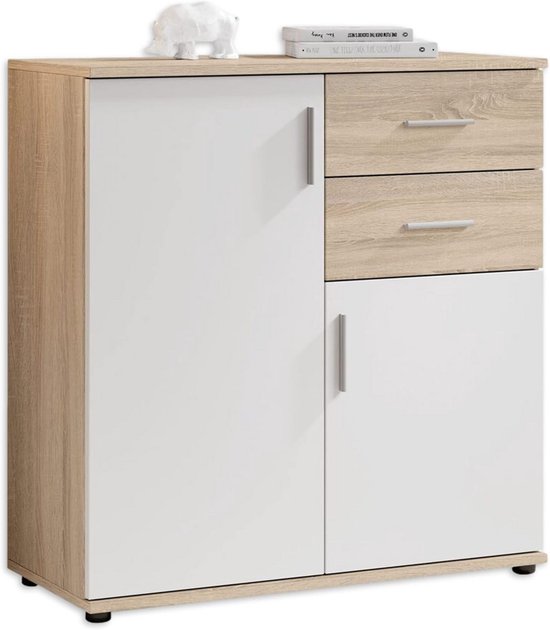 Commode Kast Sonoma Eikenlook Wit - Modern Dressoir met Veel ...