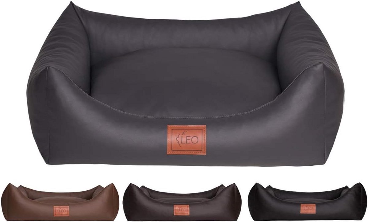Comfortabel Hondenbed Luxe Sofa Imitatieleer in Bruin - Verkrijgbaar in 4 Maten