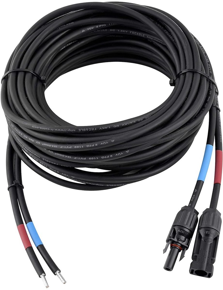 Professionele 8M Zonne-energie Verbindingskabel 4mm² MC-4 naar Aderhulzen