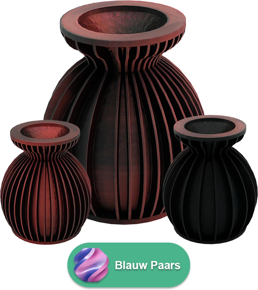 Lovora Elin moderne vaas – Decoratieve vaas - Blauw / Paars - 3d geprinte vaas – geschikt voor droogbloemen - 20CM