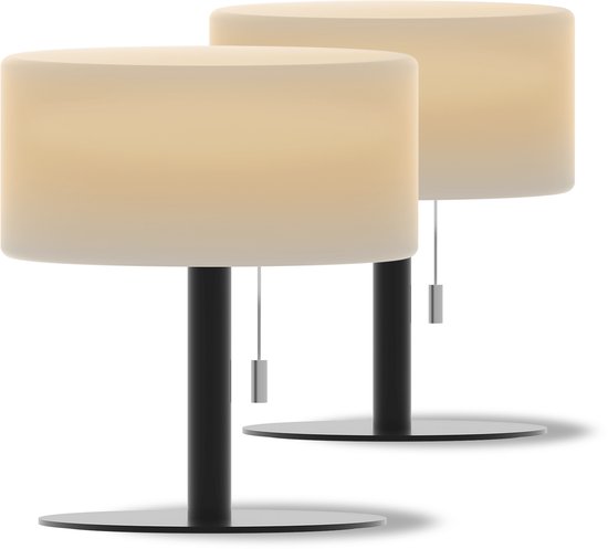 Calex Oplaadbare Tafellamp Cascia - 2 Stuks - Draadloos - Dimbaar - Warm Wit Licht & RGB - Waterdicht - 24cm - Decoratie voor Tuin, Woonkamer, Slaapkamer - Sfeerverlichting – Zwart