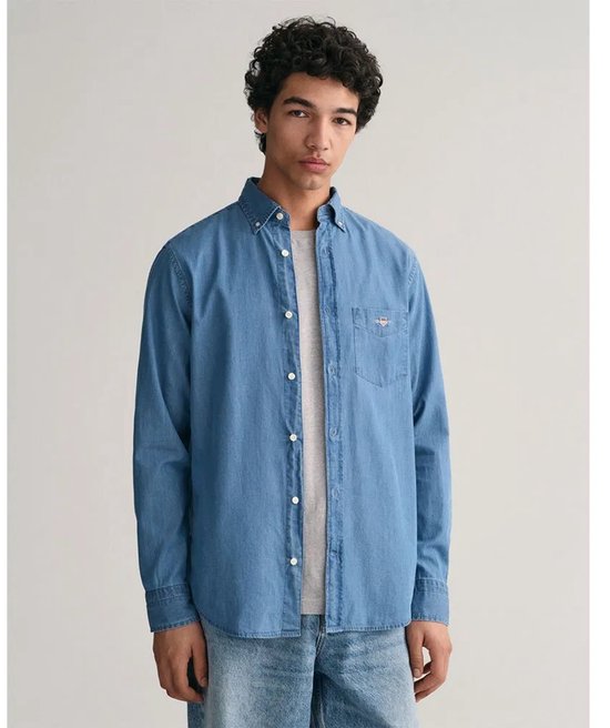 Chemise décontractée Gant Regular Fit en coton bleu