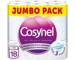 Cosynel toiletpapier premium blauw décor 18x 3 laags
