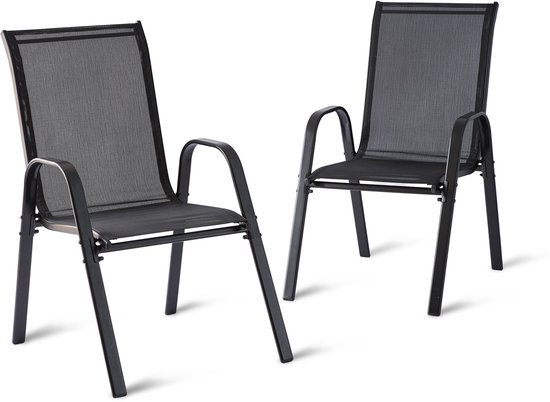 Tuinstoelen - 56x90x65 cm - 2 stuks - antraciet