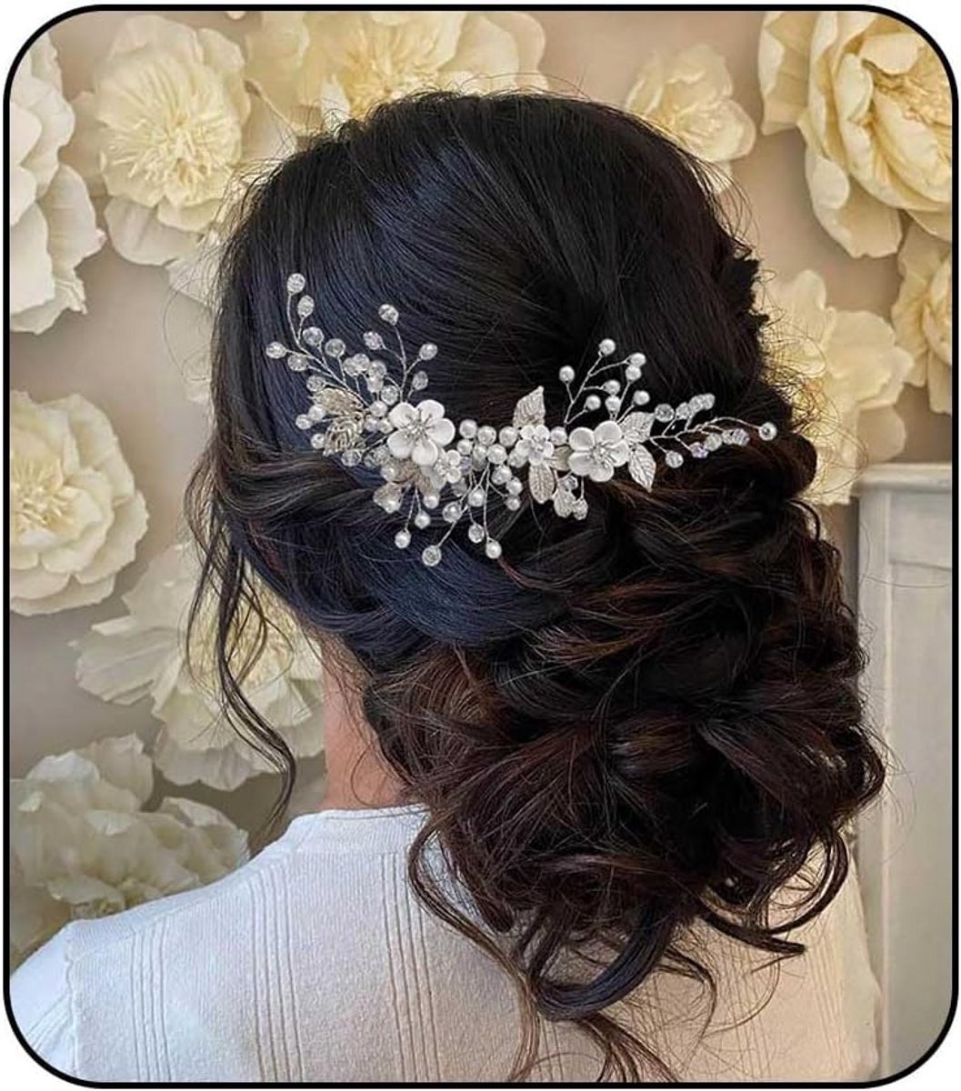 Elegante Bloem Haarwijnstok met Parels voor Bruid en Bruidsmeisjes