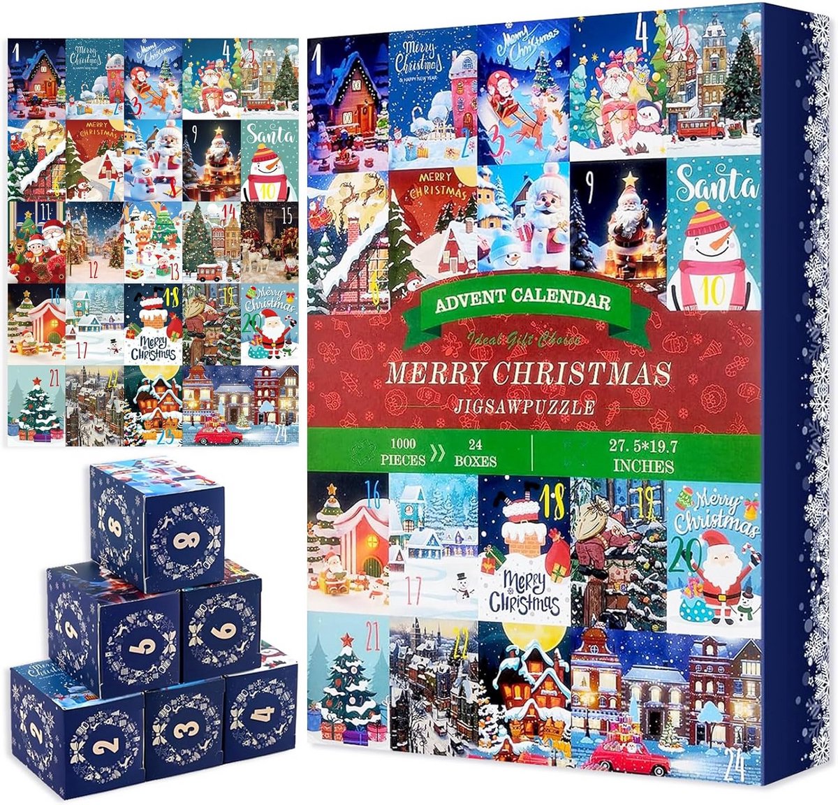 Kerst Puzzel Adventkalender 1000 Stukjes voor Kinderen en Volwassenen