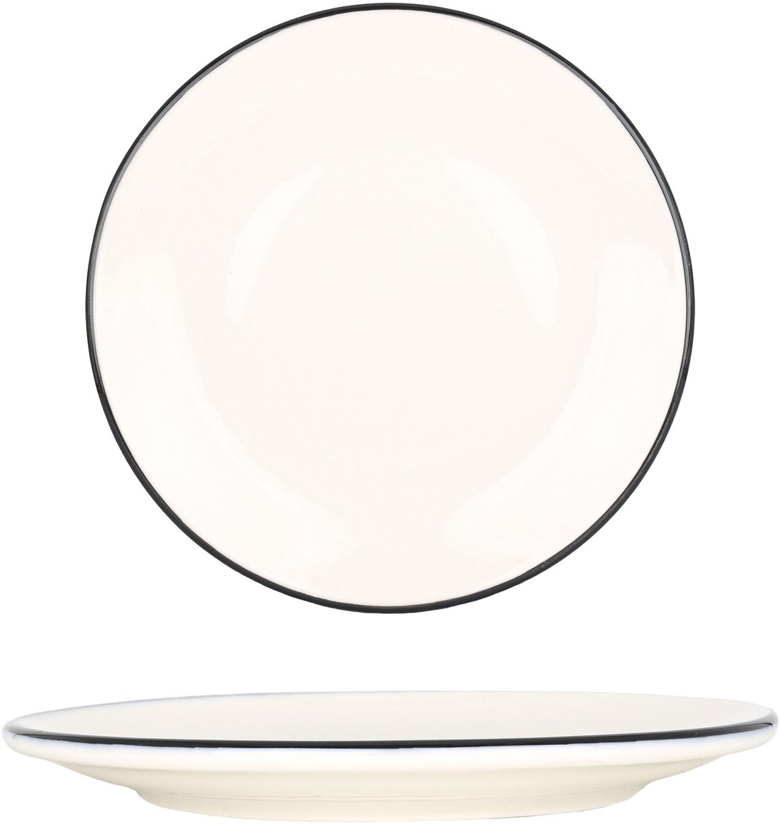Bonna Dessertbord - Linea Black - Porselein - 19 cm - set van 6