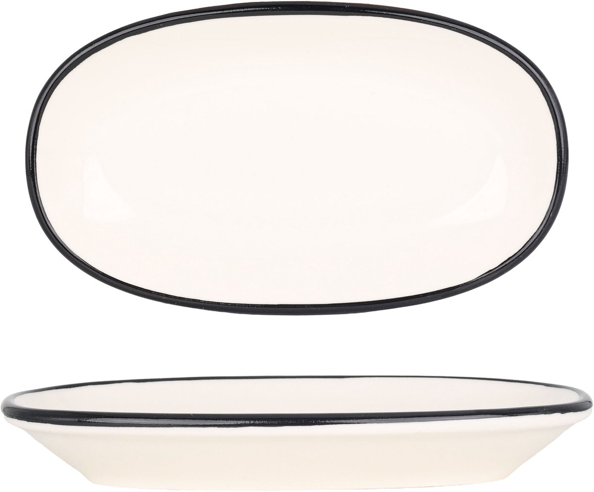 Bonna Serveerschaal - Linea Black - Porselein - 19x11 cm - set van 2