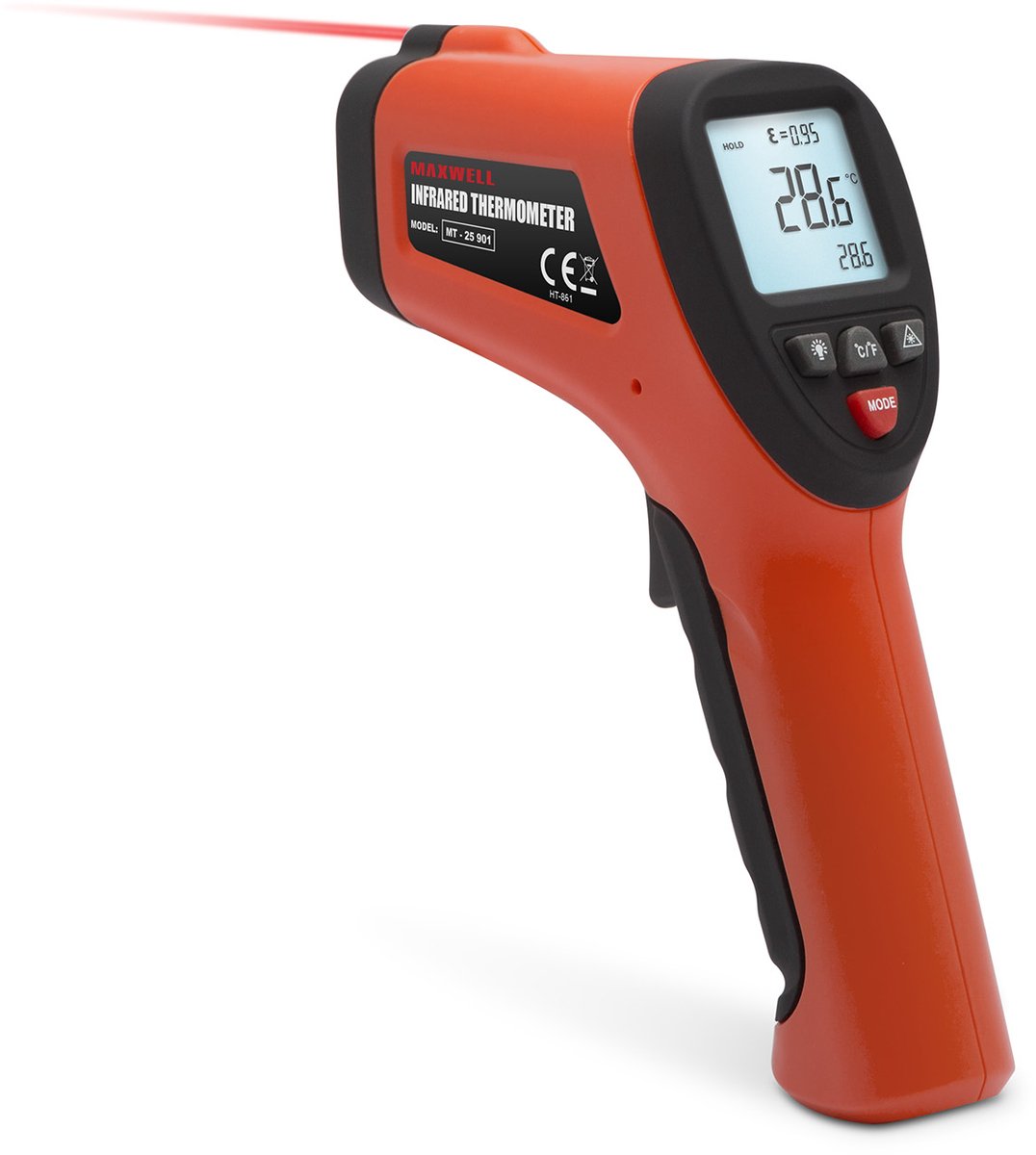 Digitale Infrarood Thermometer - Meetbereik -50°C tot 380°C - Met Laserpointer en LCD Display [25901]