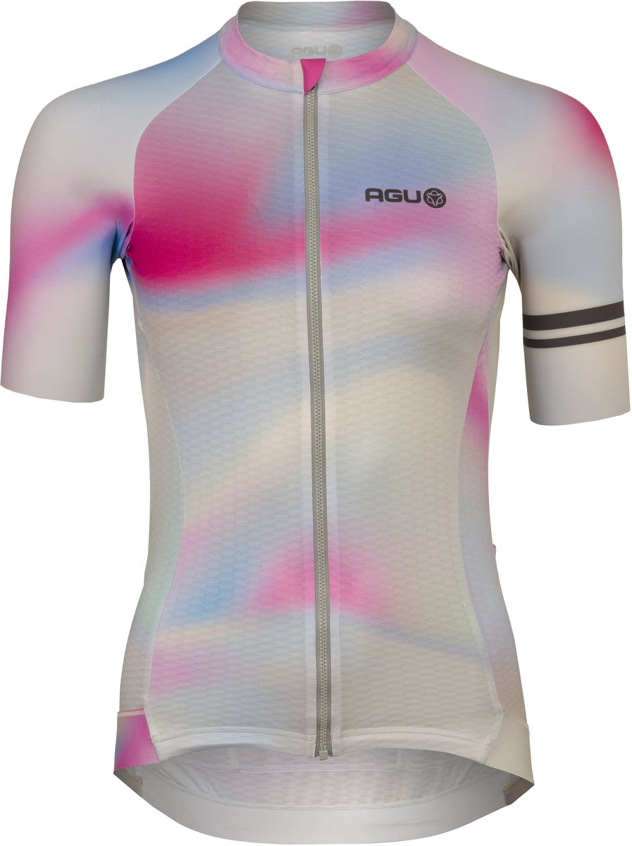 AGU Gradient Swirl - Fietsshirt Dames - Zomer Wielershirt - Aerodynamisch - Ademend - Multicolour - XL - YKK-ritssluiting - Waterdicht zakje