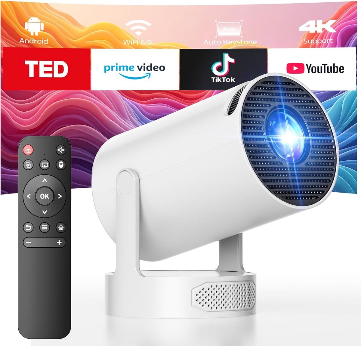 Draagbare Mini Projector met WiFi 6 en Auto Keystone Correctie