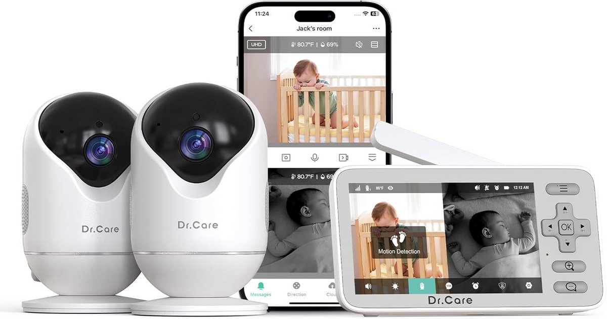 Slimme WiFi Babyfoon met 2 Camera's, 4 inch Display en App